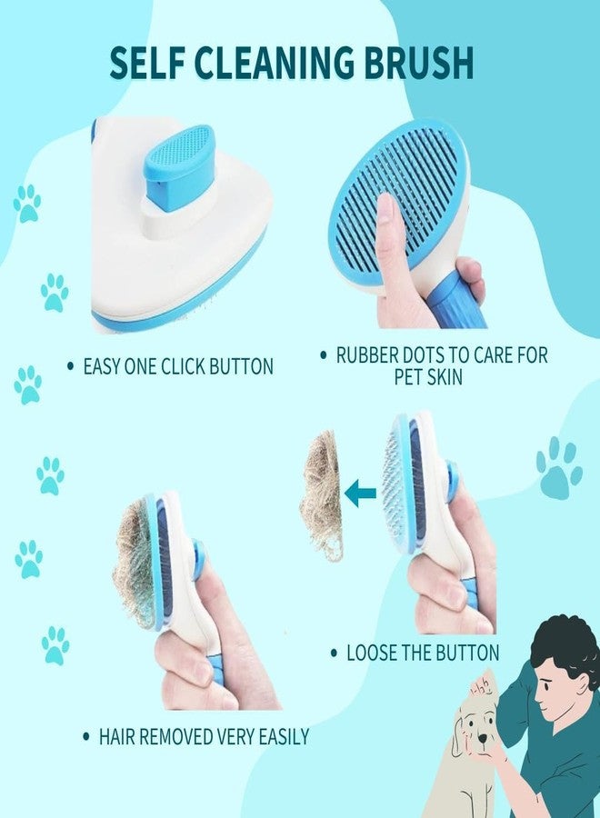 KittuPet Pet Grooming Kit - Slicker Brush, Silicone Shampoo Dispenser, Palm & Glove Brush | Color May Vary| Dog & Cat Hair Remover, Bath & Massage Tools for Shedding | Puppy & Kitten Combo (Pack of 4) - Image 2